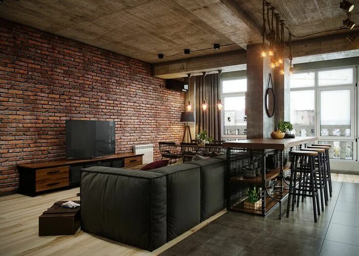 Площадка стиле лофт Loft on Behance Loft interior design, Apartment decor, Apartment interior