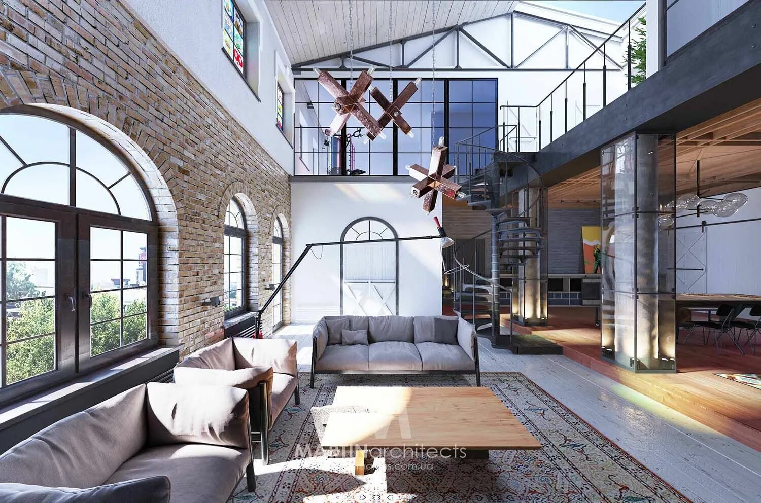 Площадка стиле лофт Industrial style loft in Kiev showcases impressive design Loft interiors, Loft a