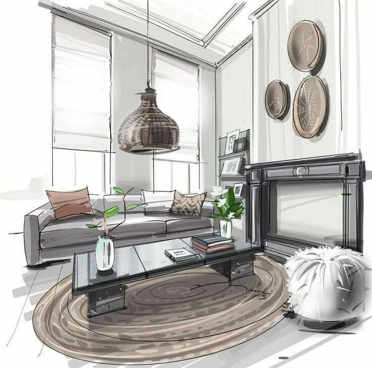Площадки дизайнеров интерьеров drawing interior design Interior design sketches, Interior architecture design, 