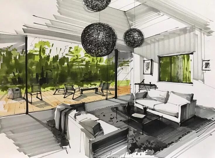 Площадки дизайнеров интерьеров Artist: тихомиров / Tihomirov Croquis d'intérieur, Architecte interieur, Dessin 