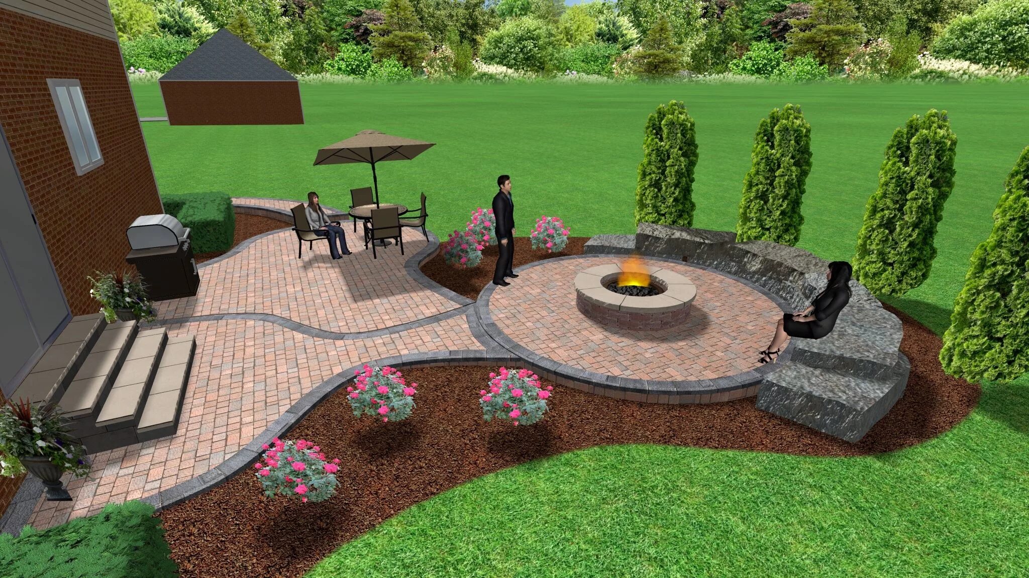 Площадки в ландшафтном дизайне All Natural Landscapes Fire pit landscaping, Backyard fire, Fire pit backyard