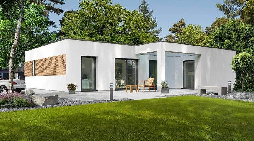 Плоская крыша одноэтажного дома реальное фото cube house - Поиск в Google Streif haus, Haus bungalow, Haus bauen