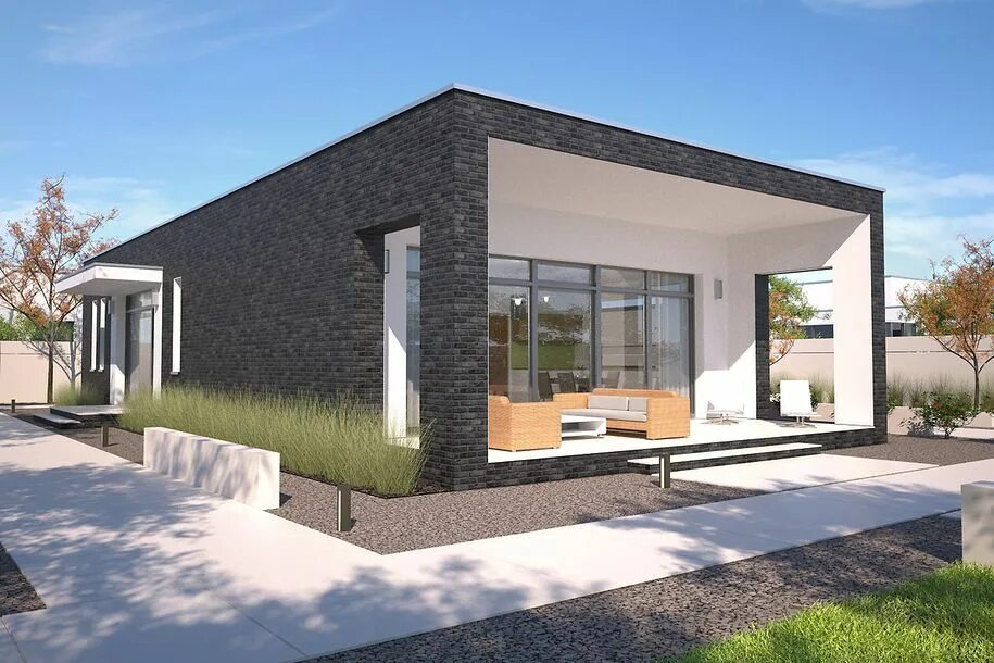 Плоская крыша одноэтажного дома реальное фото Projekt domu Lancaster II DCB104a Modern bungalow house, Architecture house, Hou