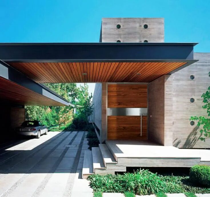 Плоская крыша в стиле лофт Cool Garage Ideas for Car Parking in Modern House Architecture - Kadva Corp Arch