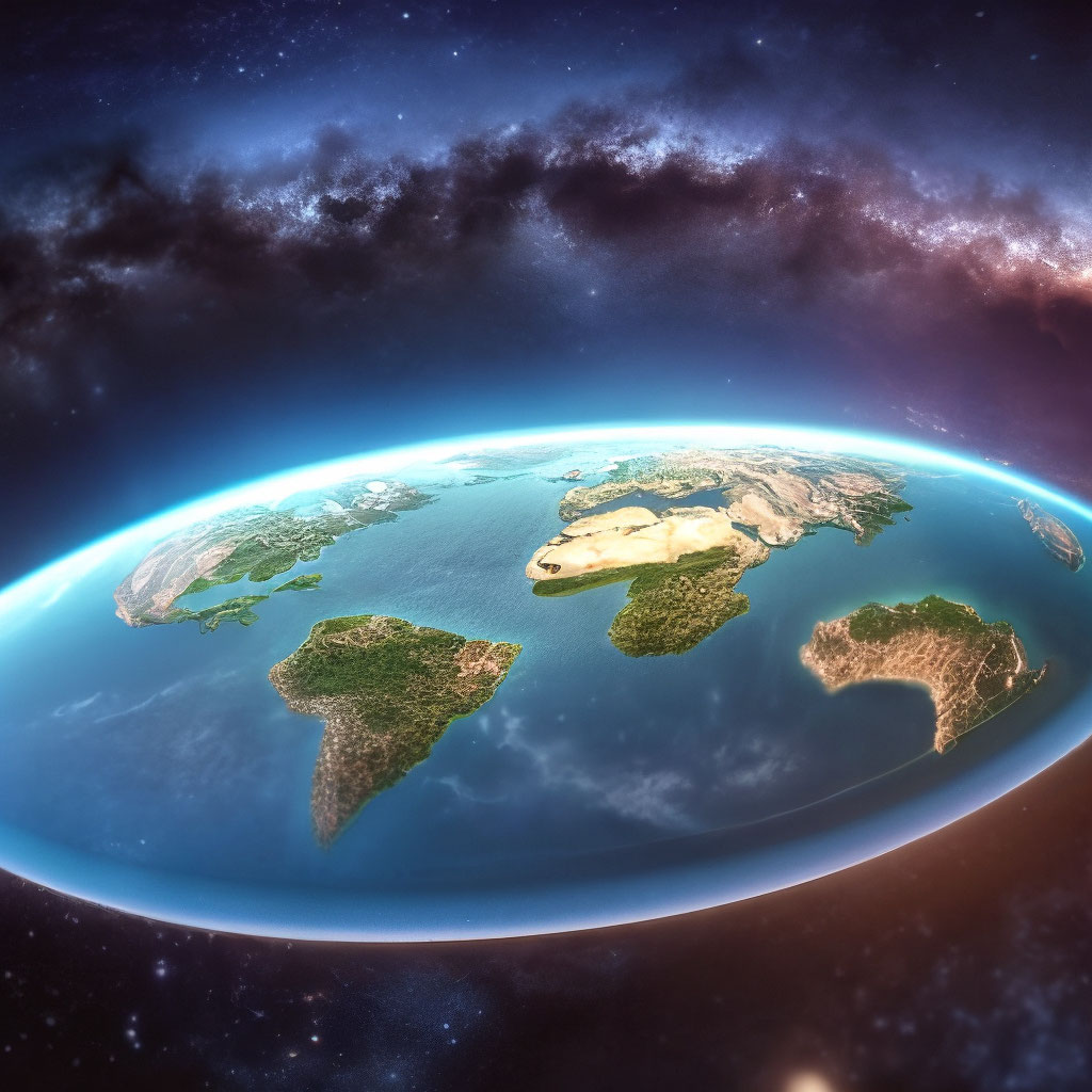 Плоская земля фото из космоса "Do you believe in the theory of a ." - image created in Shedevrum
