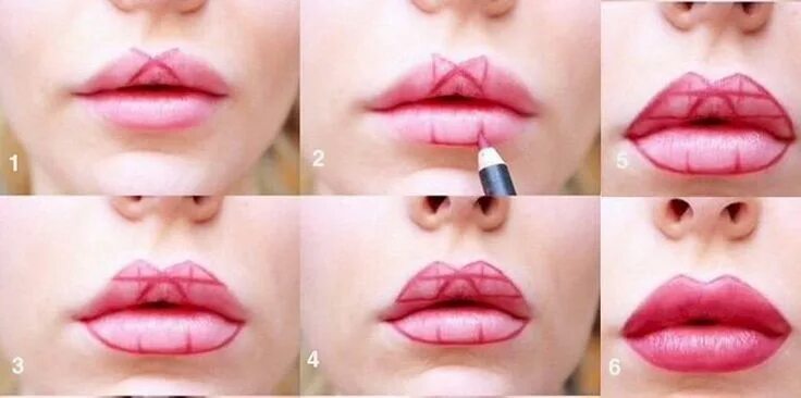 Плоский бант техника увеличения фото Une bouche en 3 D en quelques coups de crayon ! Trucco per labbra, Trucco per le