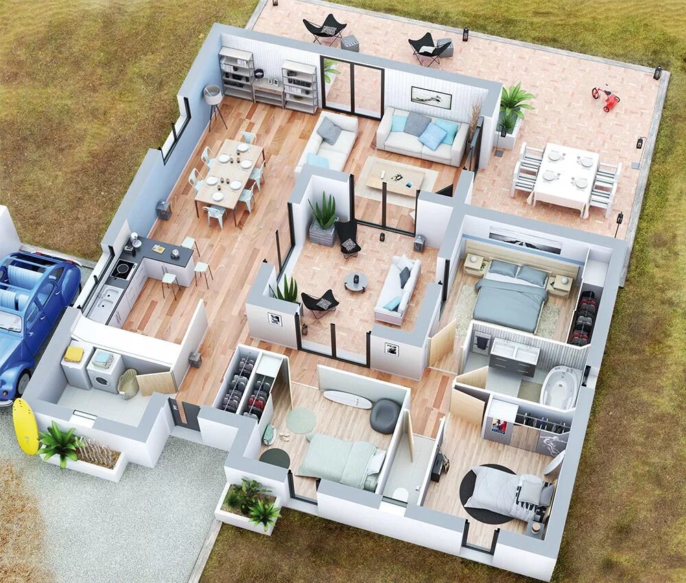 Плоский дом планировка Épinglé sur plan