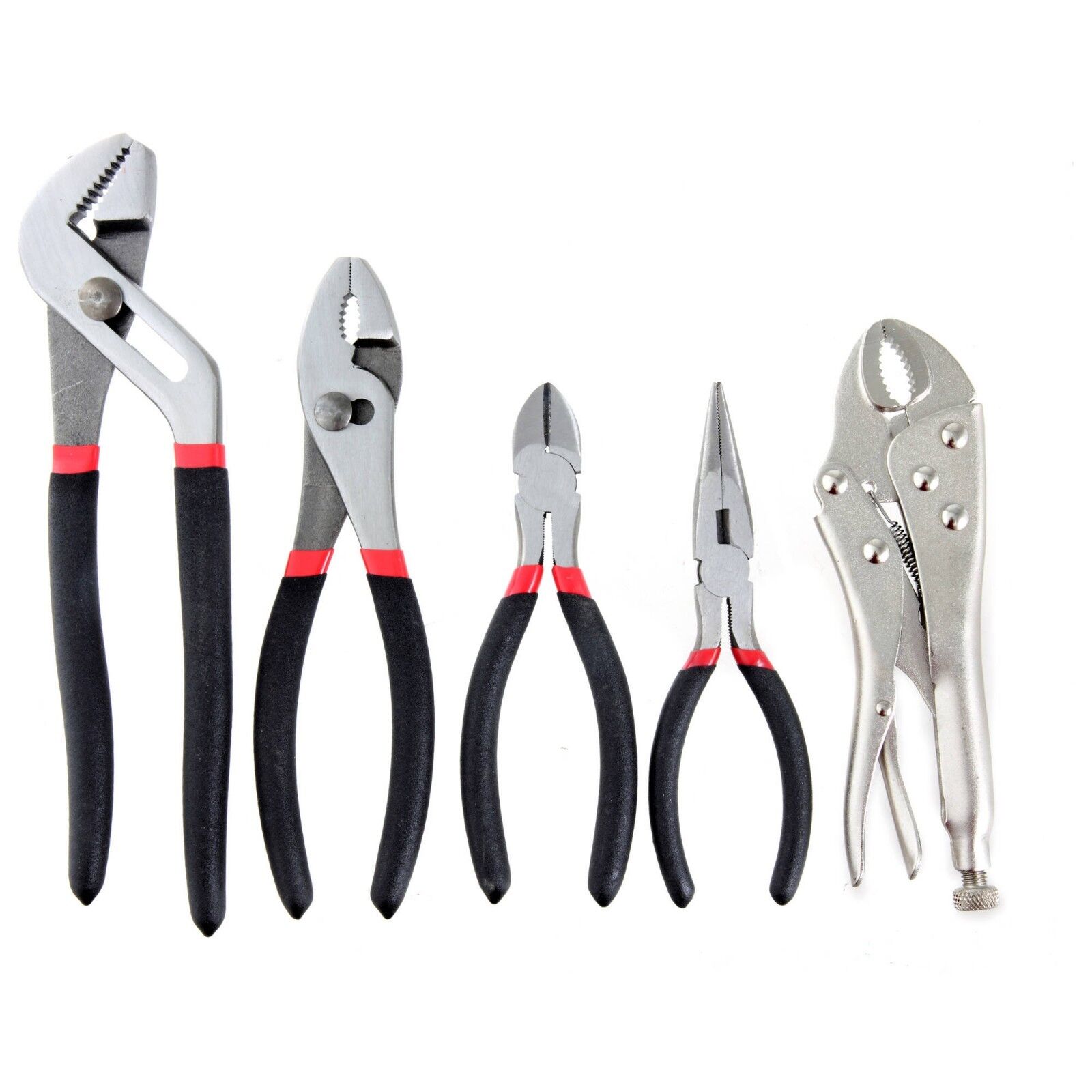 Плоскогубцы фото инструмента 5 PC GROOVE AND SLIP JOINT, LONG NOSE, LOCKING, DIAGONAL PLIERS HAND TOOL SET eB