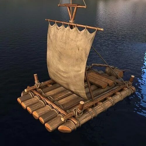 Плот деревянный фото Raft stylized 3D model CGTrader