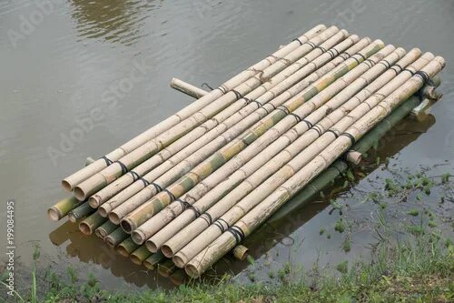 Плот деревянный фото Bamboo raft фотография Stock Adobe Stock