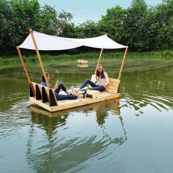 Плот на воде фото Happy go lucky Diy boat, Floating raft, Boat