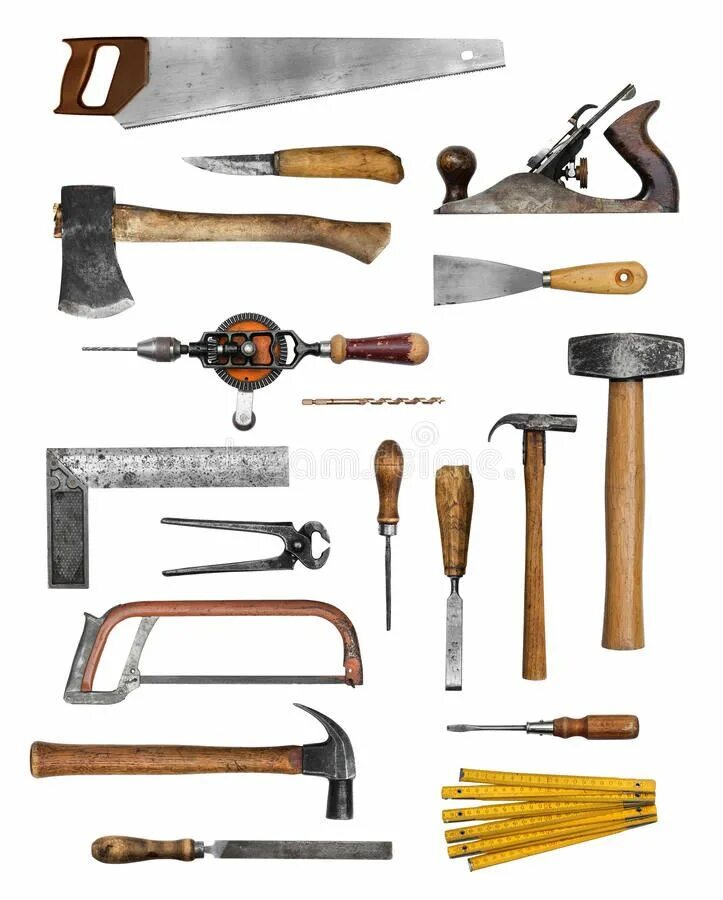 Плотницкие инструменты названия и фото Old carpenter hand tools. Set collection isolated on white , #AFFILIATE, #tools,