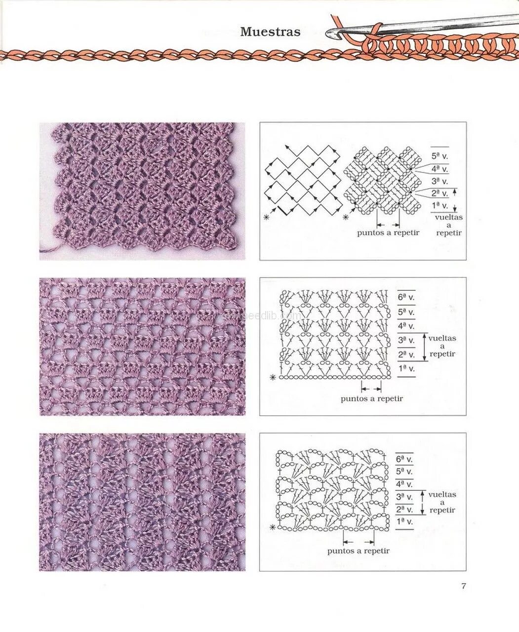 Плотное вязание крючком схемы и описание 58 patterns for crochet stitchs & trimmings Виды петель для вязания крючком, Узо