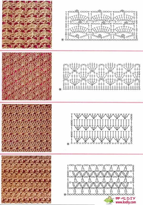 Плотные узоры спицами для платья схемы Puntos I Crochet stitches, Crochet stitches patterns, Crochet stitches chart