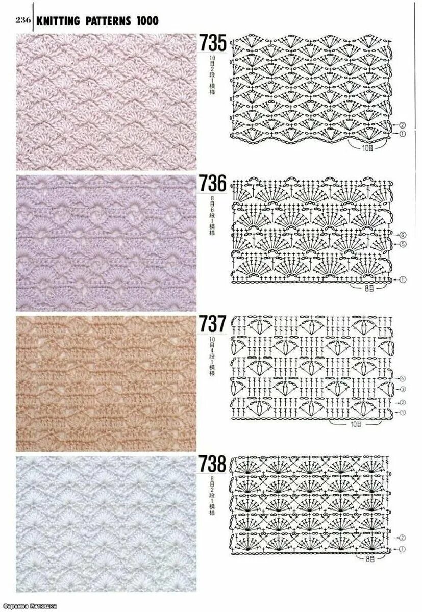 Плотный узор крючком схема Небольшая подборка простых узоров крючком. Crochet Fantasy (Вязанные фантазии) Д