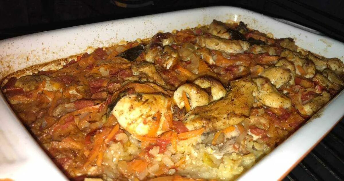 Плов духовке рецепт с фото пошагово Плов в духовке с курицей стеклянной посуде - CoffeePapa.ru
