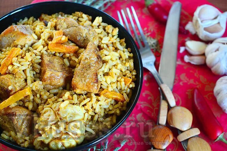 Плов из свинины в казане фото Вкусный плов из свинины в казане Ethnic recipes, Food, Paella
