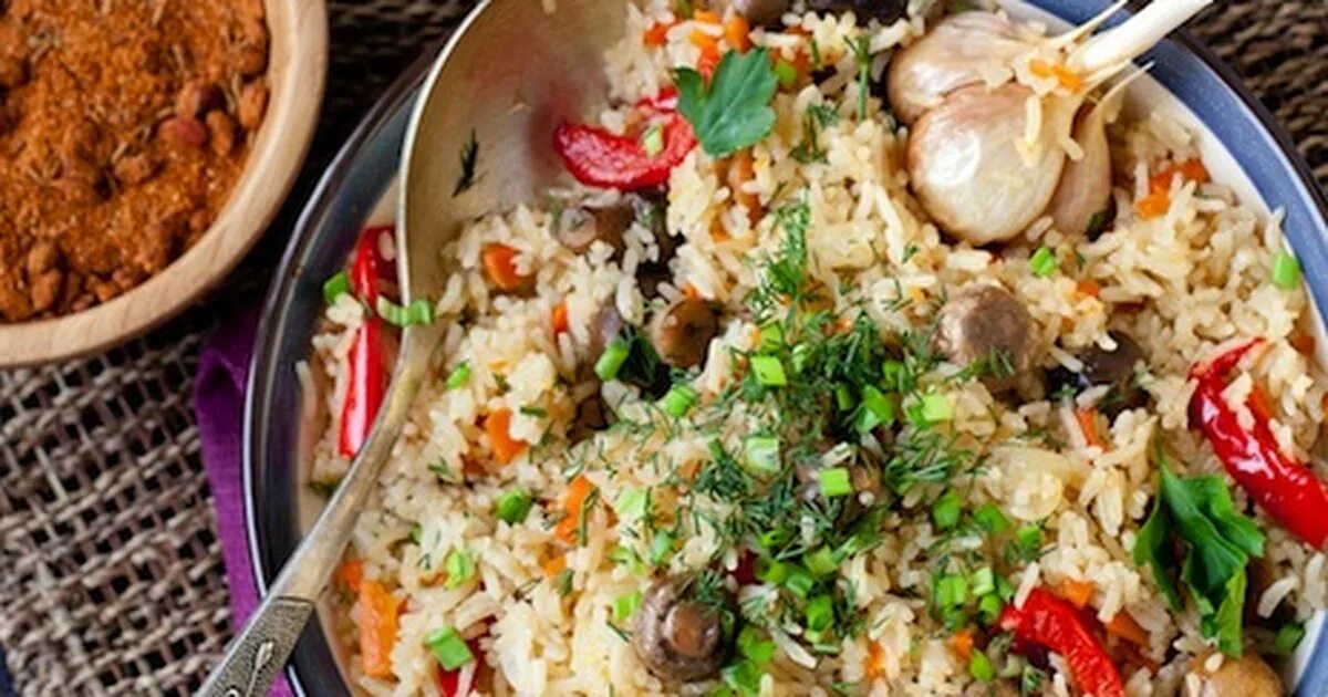 Плов с овощами фото Рецепт плова с грибами без мяса