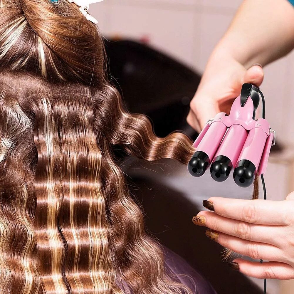 Плойка фото причесок 3 Barrels Hair Curling Iron Automatic Perm Splint Ceramic Hair Curler Profession