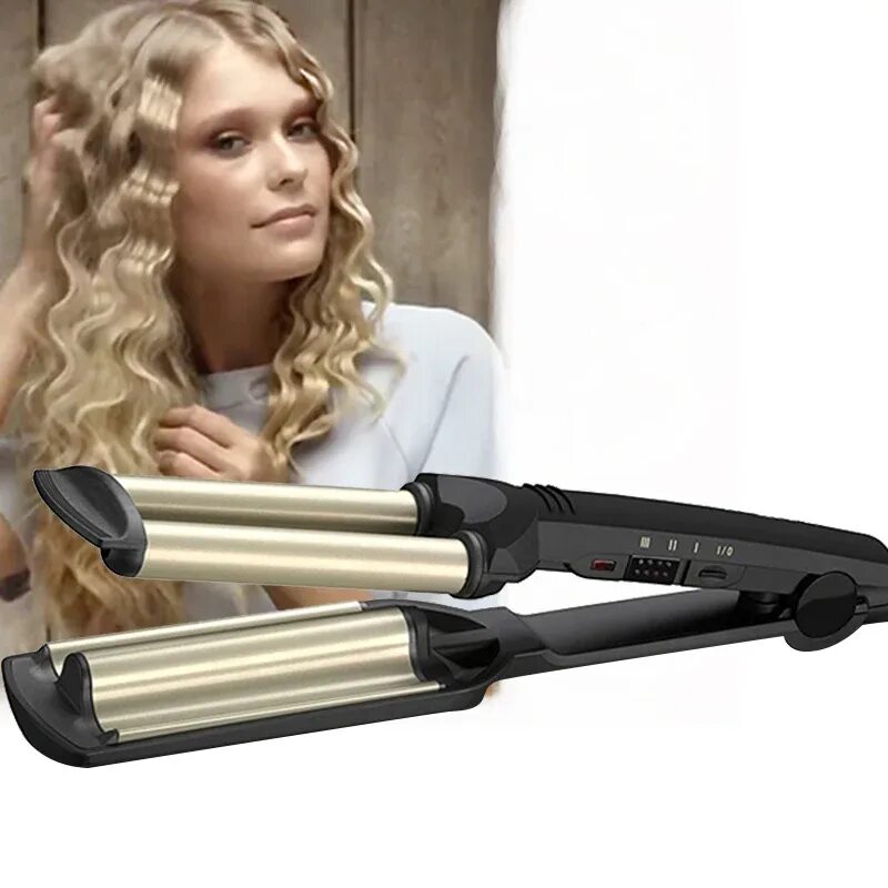 Плойка фото причесок 3 Barrels Professional Curling Iron Rollers Egg Rolls Hair Styler Hair Curler Do