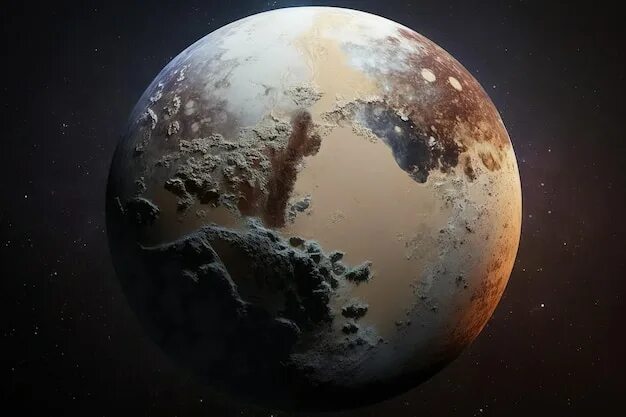Плутон фото из космоса реальное Planet Pluto as seen from space Pluto is a minor planet in space and a nebula Th