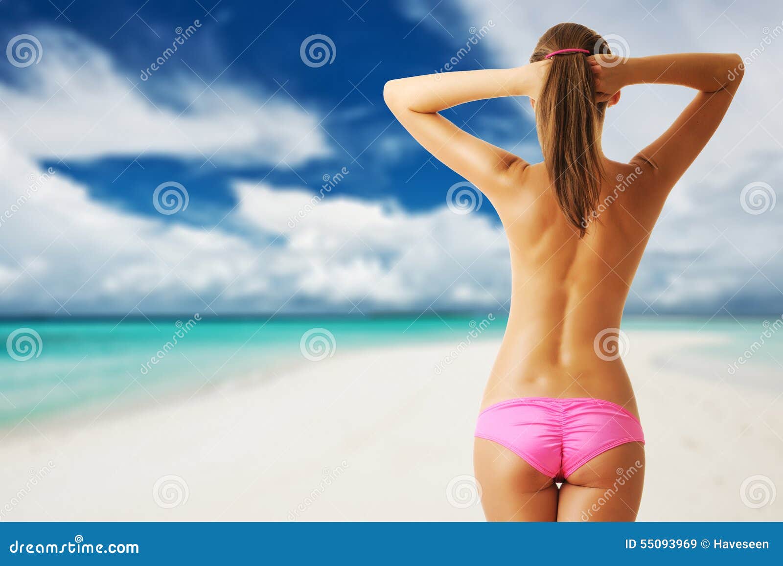 Пляж фото женщины топлесс Woman Topless on Beautiful Beach at Maldives Stock Image - Image of skinny, attr