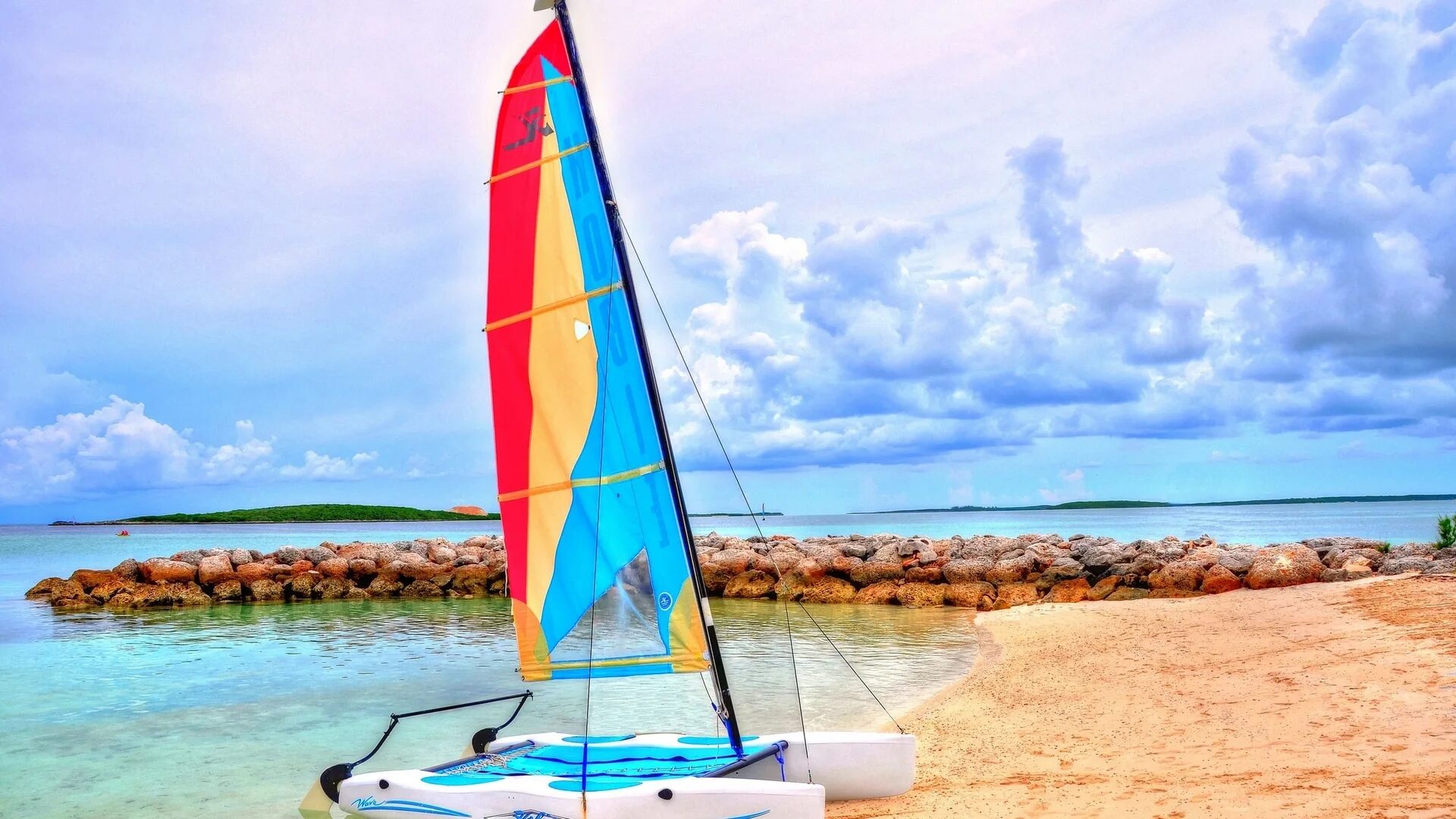 Пляж парус фото Wallpaper beach, boat, rest, section Sport, size 1920х1080 full HD - download fr