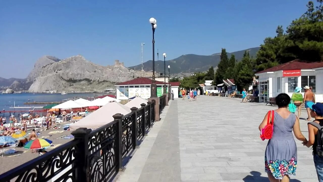 Пляж республика крым судак набережная улица фото Центральный пляж Судак 2016 - YouTube