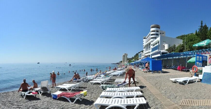 Пляж санатория алушта фото Пляж пансионата "Дубна" в Алуште - фото, видео с веб-камер онлайн, отели рядом, 