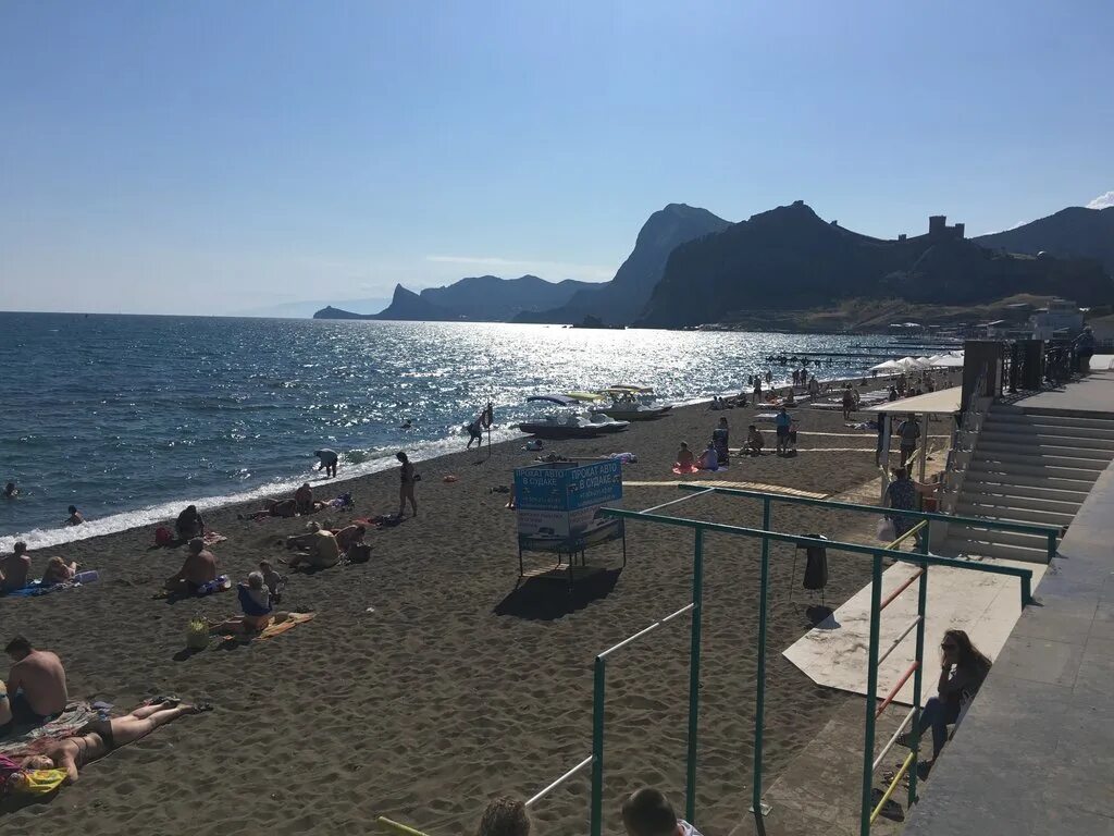 Пляж судак крым фото набережная Панорама: Пляж, пляж, Россия, Республика Крым, Судак, Набережная улица - Яндекс.