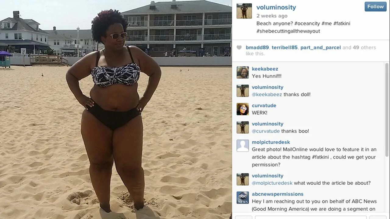 Пляж толстые женщины фото Fatkini hashtag inspires women of all shapes to post unashamed selfies - ABC7 Ch
