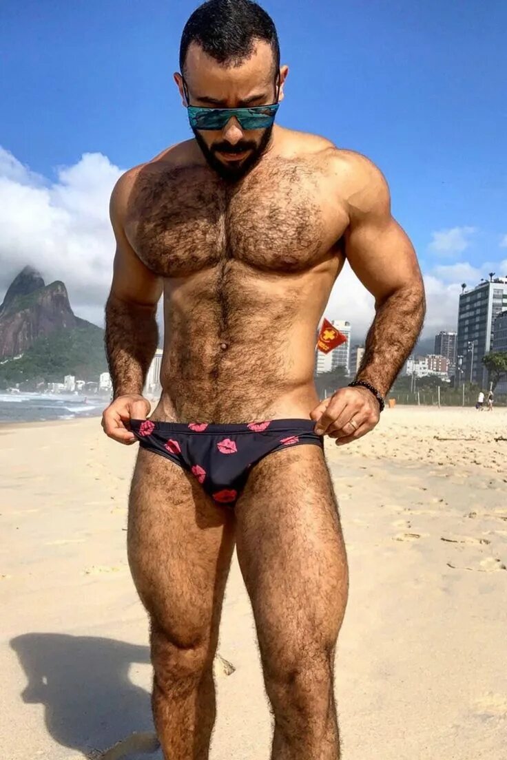 Пляж волосатые фото Men's Graphic Swim Briefs - Black with Lips Hairy muscle men, Swim brief, Hairy 