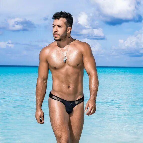 Пляжная мода 2024 мужская Mens Sexy Bikini Low Rise Mesh Bikini Brief Thong Lightweight Etsy