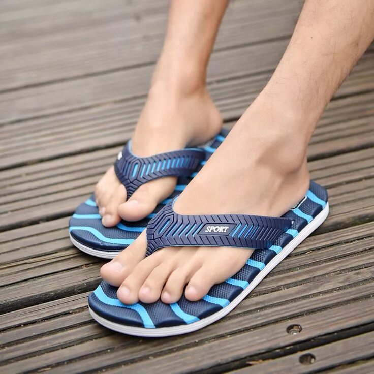 Пляжная обувь фото Click to Buy 2017 Summer Casual Men's Flip Flops Flat Sandals Shoes For Men Stri