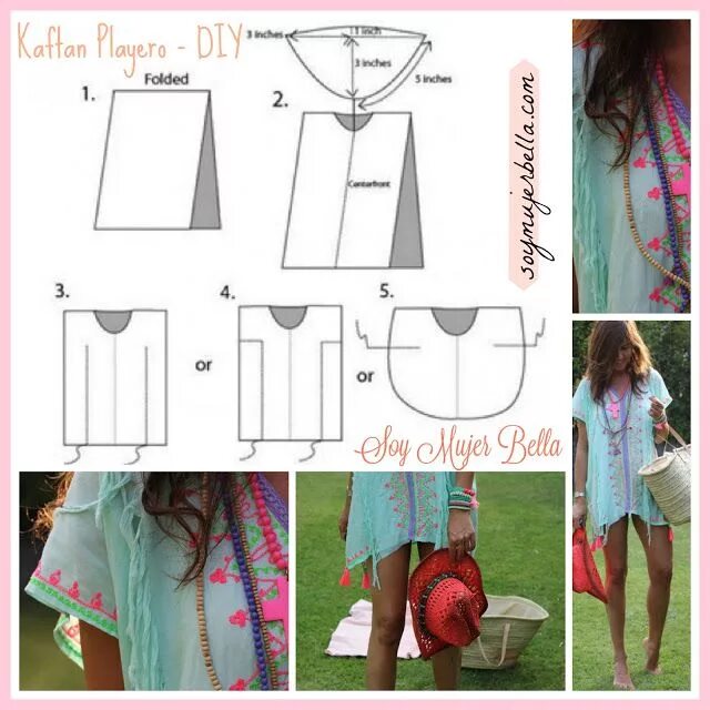 Пляжная одежда выкройки Kaftan Playero - DIY Patrones de costura de túnica, Patrón de caftán, Confección