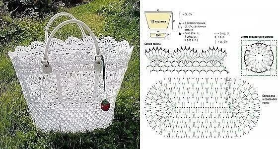 Пляжная сумка связать крючком схема Pin en вязанные сумки