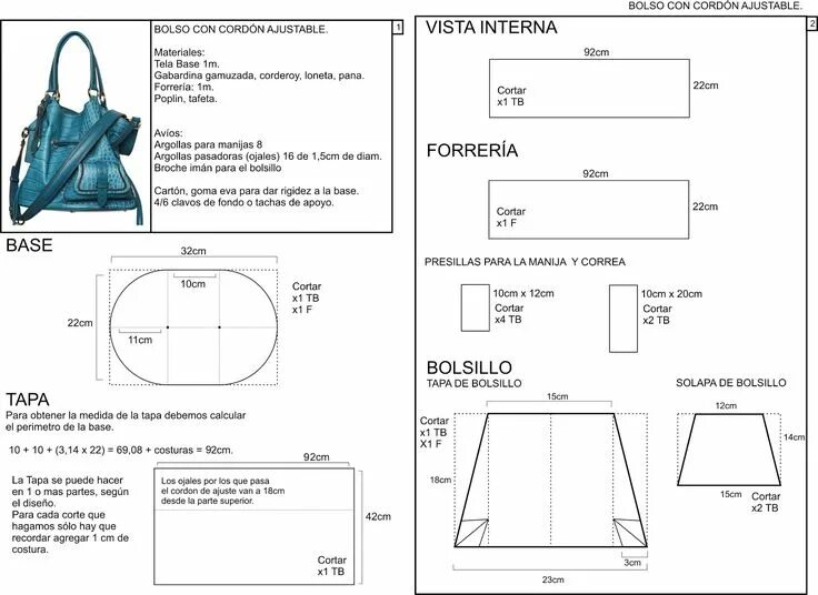Пляжная сумка выкройка с размерами molde de cartera Leather bag tutorial, Leather bag pattern, Bag patterns to sew