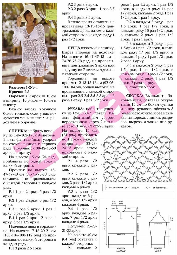 Пляжная туника спицами со схемой Crochet top pattern, Crochet summer dresses, Crochet ladies tops