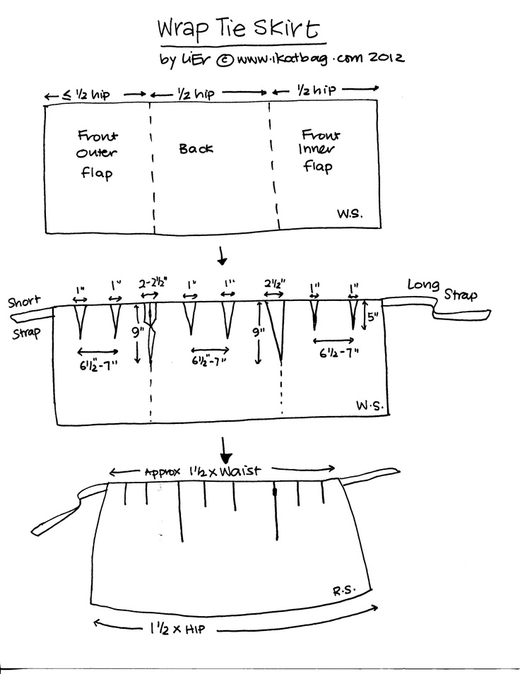 Пляжная юбка на завязках выкройка Diy Wrap Skirt Pattern