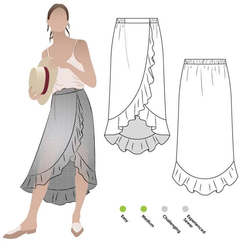 Пляжная юбка с запахом на завязках выкройка Ariel Wrap Skirt Sizes 26 28 30 PDF sewing pattern for Etsy