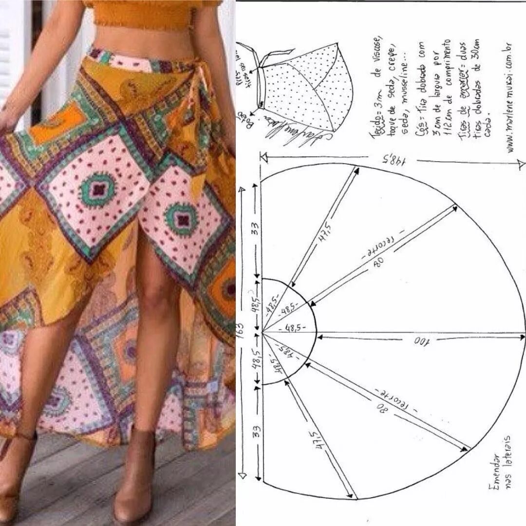 Пляжная юбка с запахом на завязках выкройка #шитье #моделирование #кройка #выкройка #рукоделие #одежда# шитьеикрой #шитье #ш
