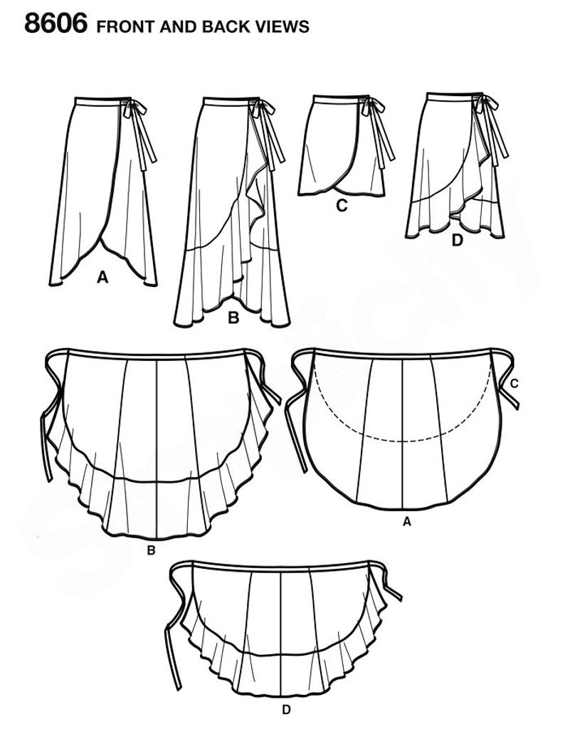 Пляжная юбка с запахом на завязках выкройка Sewing Pattern Women's Wrap Skirt Pattern, Misses' Wrap Skirt Pattern, Ladies' F