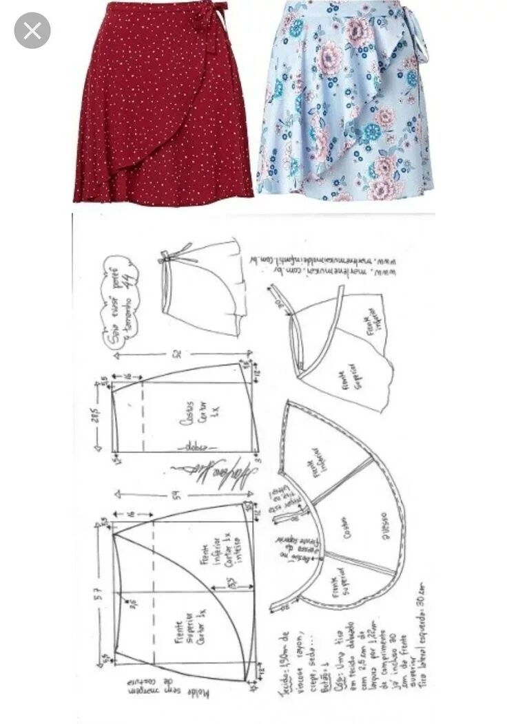 Пляжная юбка с запахом на завязках выкройка #blousesewingpattern Diy Sewing Clothes, Fashion Sewing Diy skirt, Fashion sewin
