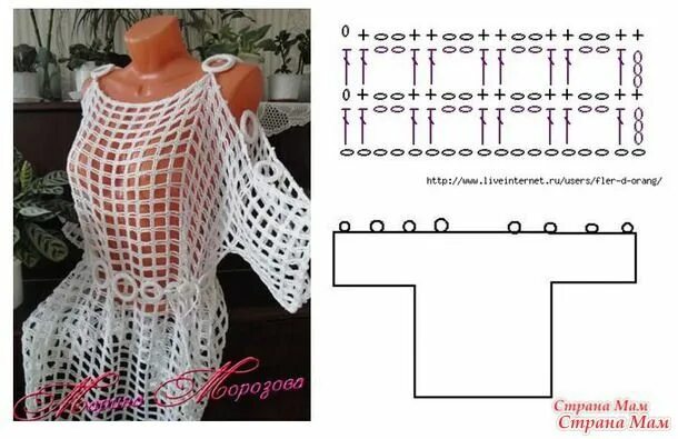 Пляжное платье крючком со схемой Море, море... или пляжные наряды Crochet top dress, Crochet ladies tops, Crochet