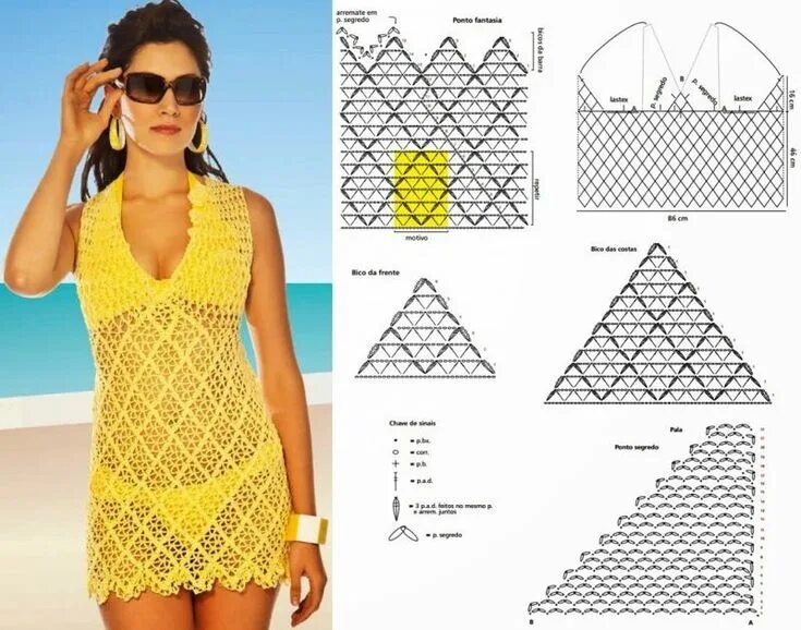 Пляжное платье крючком со схемой Saída de Praia de Crochê: 25 Modelos - Artesanato Passo a Passo! artesanatopasso