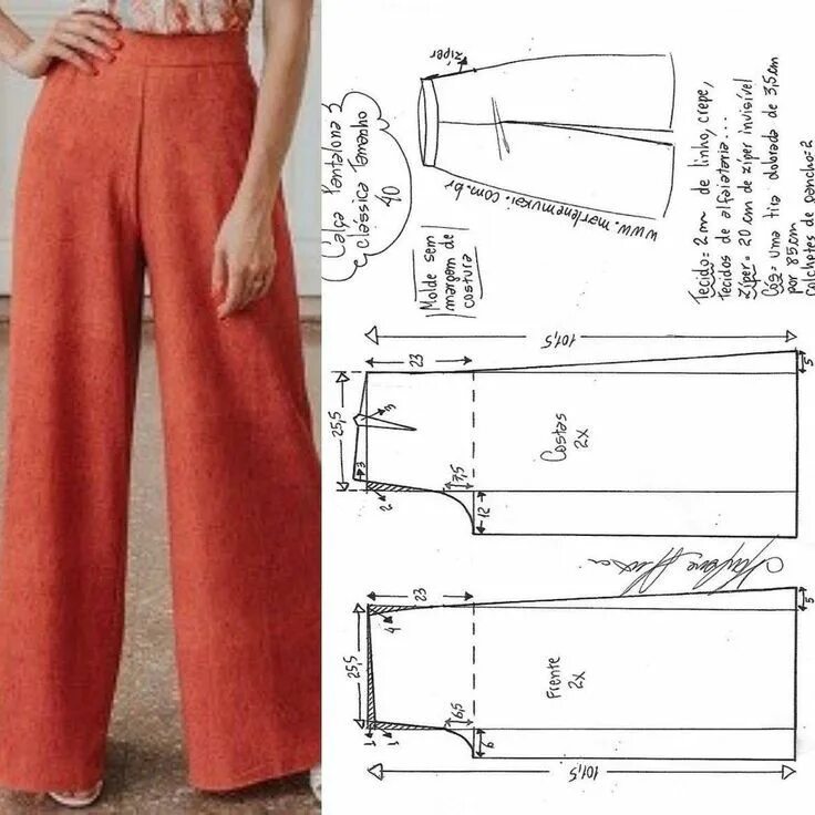 Пляжные брюки выкройка Patrones Pantalones Palazos Mujer Patrón de pantalones, Patrones de confección d