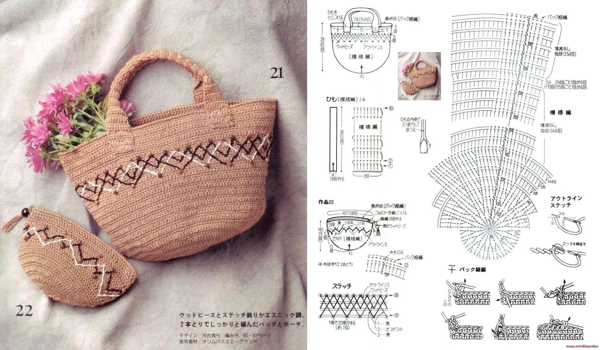Пляжные сумки крючком со схемами Сумка крючком. Косметичка крючком. ВЯЗАНИЕ: СУМКИ Постила