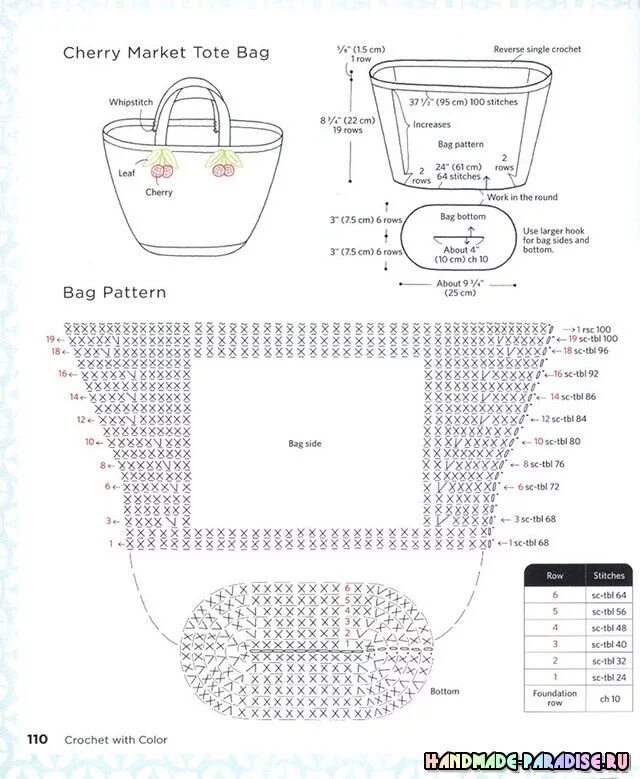 Пляжные сумки крючком со схемами и описанием Crochet With Color. Японский журнал со схемами Túi móc, Túi xách, Mẫu thêu móc