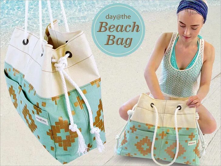 Пляжные сумки своими руками фото и выкройки Big Canvas Beach Bag Canvas beach bag, Diy beach bag, Beach bag