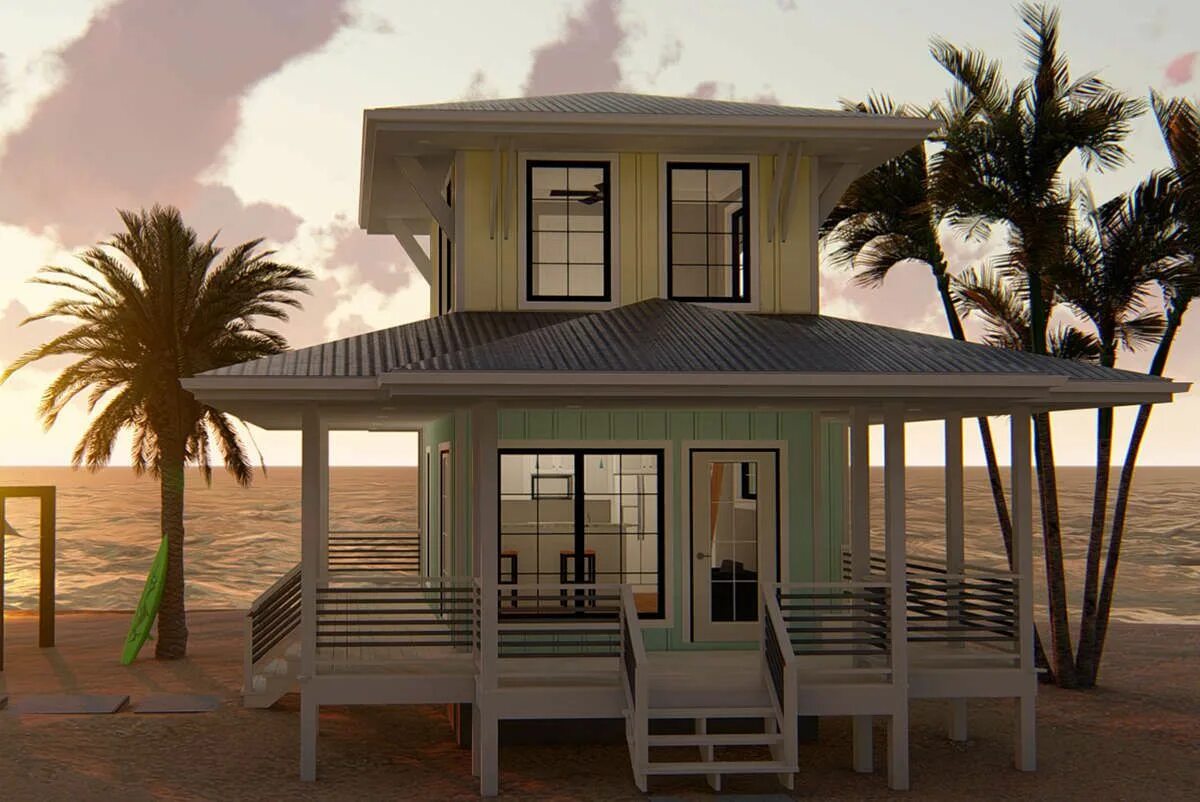 Пляжный домик мечты на pinterest фото House Plan 963-00235 - Coastal Plan: 533 Square Feet, 1 Bedroom, 1 Bathroom Casa